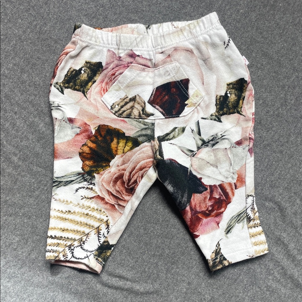 Posh Peanut Floral Leggings - Pink and Cream